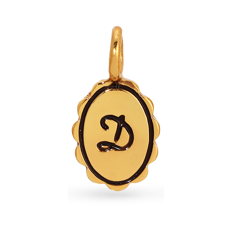 Charm Garden - Scalloped Initial Charm - Gold - D