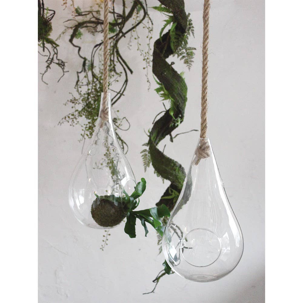 Rope Hanging Glass Drop Vase M