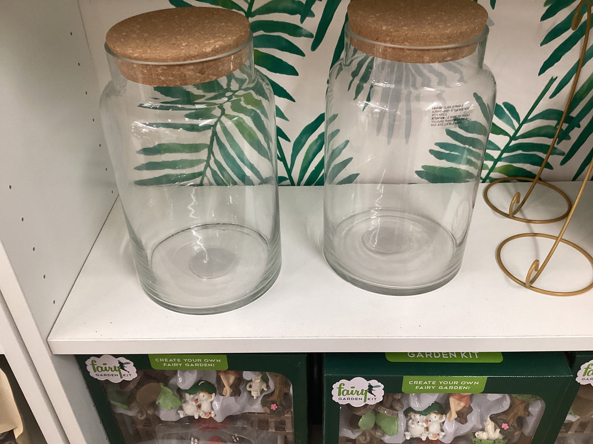 Cylindrical Glass Terrarium Jar with Cork Lid