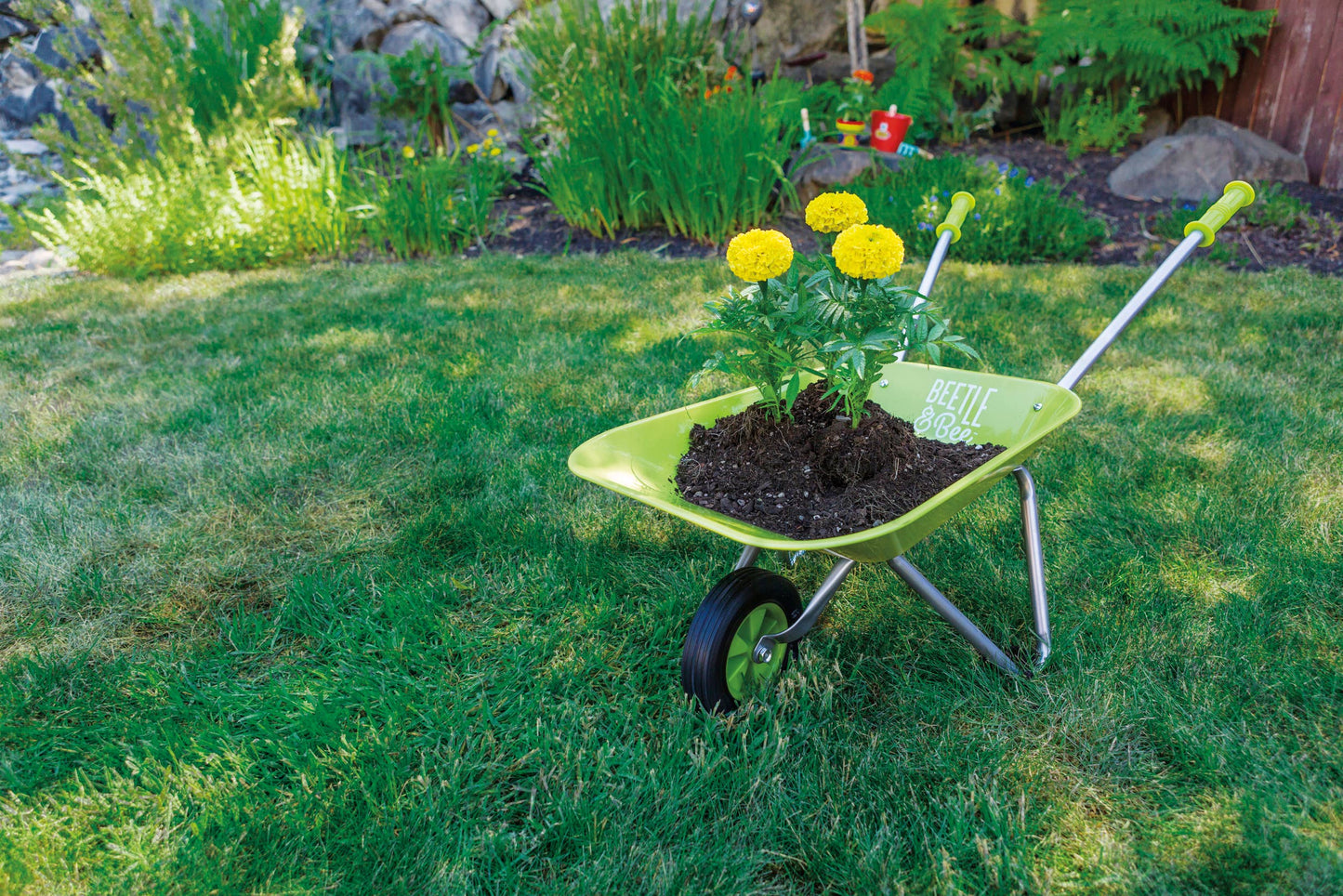 Beetle & Bee Kid Sized Wheelbarrow, Asst (Red & Green)