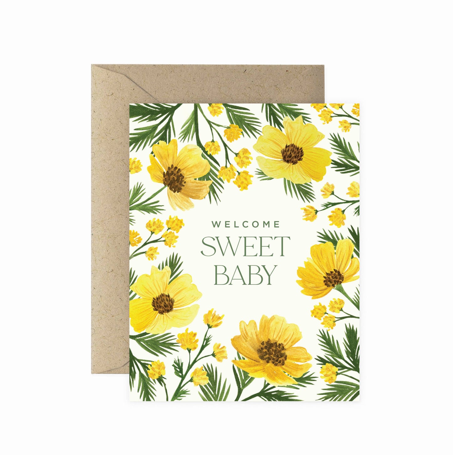 Welcome Sweet Baby Wildflower Greeting Card | Baby Shower