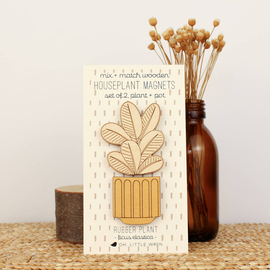 rubber plant wooden houseplants pair of magnets