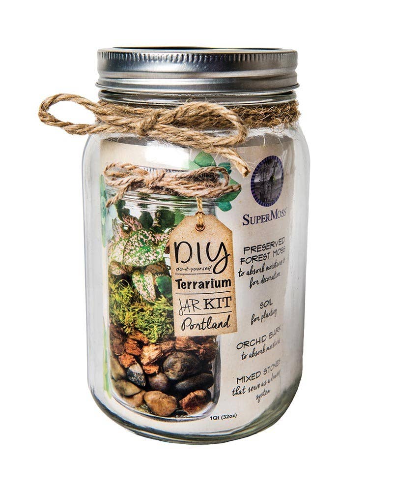 Terrarium Kit DIY Jar, Portland, 32oz Mason Jar